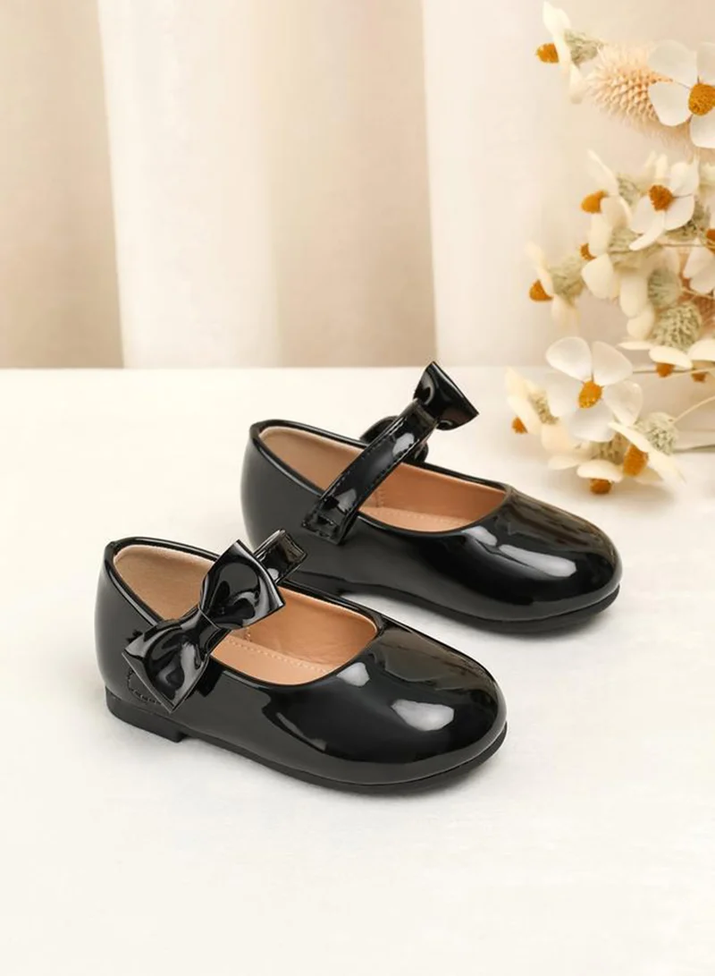 Take Two Girls Black Bow Decoration Ballerina Shoes